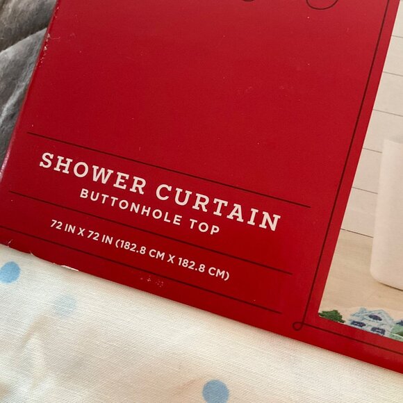 Wondershop White Winter Scene Shower Curtain 72x72 Inches Buttonhole Top Recycle - Picture 5 of 5